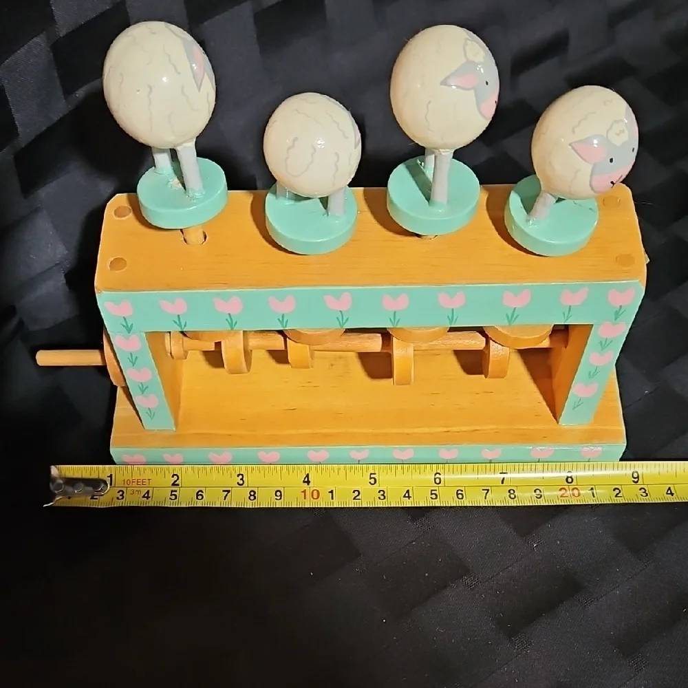 Hand-Cranked Automation Pop-Up Vintage Wooden Sheep Mechanical Crank Folk Art